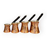 Paşa İşlemeli Skoçlu Bakır Cezve Takımı