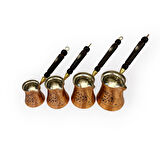 Paşa İşlemeli Skoçlu Bakır Cezve Takımı