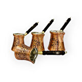 Paşa İşlemeli Skoçlu Bakır Cezve Takımı