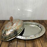 40 cm Çift Renkli İşlemeli Bakır Kayık Sahan