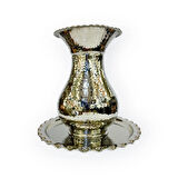 Nikelli Dövme Bakır Vazo Tepsili