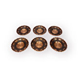 Salkım Desenli Çirtlikli Bakır Çay Tabağı