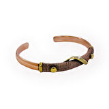 Pirinç Detaylı Tel Örme Bakır Bileklik