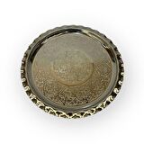 İşlemeli Çirtikli Nikelajlı Bakır Tepsi 24 cm