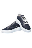 Kadın Rahat Kalıp Kalın Taban Keten Sneakers LACİVERT