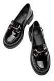 Kadın Tokalı Yüksek Taban Günlük Ayakkabı SİYAH - SİYAH