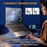 UpWay UpWay 3600RPM 4 Turbo Fanlı 7 Kademe Yükseklik Ayarlı Led Işıklı Soğutuculu Katlanabilir Dizüstü Laptop Standı 