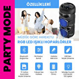 UpWay Mikrofonlu Led Işıklı AUX USB TF Kart Destekli FM Radyolu Stereo Bluetooth Hoparlör