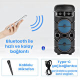 UpWay Mikrofonlu Led Işıklı AUX USB TF Kart Destekli FM Radyolu Stereo Bluetooth Hoparlör