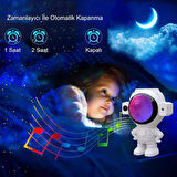 UpWay Astronot Bluetooth Hoparlör Galaksi Yıldız Projektör Kumandalı Gece Lambası 