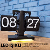 UpWay Retro Modern Tarz Led Işıklı Dekoratif Lüks Hediyelik Çevirmeli Flip Masa Konsol Saati