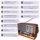 Upway Güneş Enerjili Fenerli Şarjlı Retro Bluetooth Hoparlör FM AM SW Nostaljik Acil Durum Radyosu