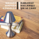 UpWay Sarjlı Ayarlanabilir Işıklı 3 Modlu Retro Silver Metal Dokunmatik Fonksiyonel Masa Lambası