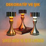 UpWay Dekoratif Retro Modern Tarz Dokunmatik 3 Modlu Şarjlı Golden Masa Lambası