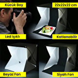 UpWay LED Işıklı Katlanır Beyaz Siyah Fonlu Mini Stüdyo Fotoğraf Çekim Çadırı