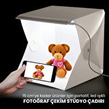 UpWay LED Işıklı Katlanır Beyaz Siyah Fonlu Mini Stüdyo Fotoğraf Çekim Çadırı
