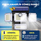 Upway Güneş Enerjili 333 Ledli 4 Oynar Başlıklı Kumandalı Su Geçirmez Sensörlü Lamba