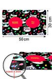 Siyah Renkli Kediler Kedi Köpek Mama Altlığı Mama Paspası 50x35cm