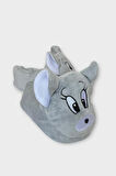 Kadın Sevimli Hayvan Figürlü Panduf Ev Botu GRİ