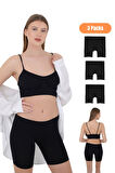 Mikro Fiber Kadın Uzun Boxer 3'lü Özel Paket - Siyah, Beyaz, Ten | S/M, L/XL