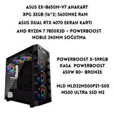 LYSERG PB X-59 RGB Kasa Amd Ryzen 7 7800X3D 32 GB Ram 500 GB SSD Asus Dual RTX 4070 W11 Pro