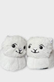Kadın Sevimli Kedi Figürlü Peluş Panduf BEYAZ