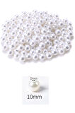 250 gram 10mm Beyaz Renk Plastik İnci Boncuk Çanta ve Takı Yapım Boncuğu (~475 adet)