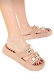 Kadın Taşlı Şık Rahat Konforlu Günlük Terlik VİZON