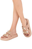 Kadın Taşlı Şık Rahat Konforlu Günlük Terlik VİZON
