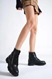 Fabia Kadın Fermuarlı Kısa Postal Siyah Bot