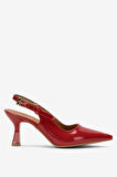 Kadın Sivri Burun Arkası Açık 8 Cm Topuklu Ayakkabı KIRMIZI