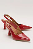 Kadın Sivri Burun Arkası Açık 8 Cm Topuklu Ayakkabı KIRMIZI