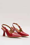 Kadın Sivri Burun Arkası Açık 8 Cm Topuklu Ayakkabı KIRMIZI