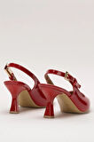 Kadın Sivri Burun Arkası Açık 8 Cm Topuklu Ayakkabı KIRMIZI