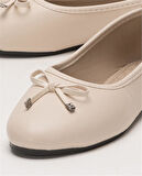 Kadın Fiyonklu Hafif Şık Günlük Babet Ayakkabı BEJ