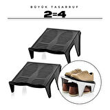 2'li Ayakkabı Düzenleyici Twin Set – Çift Katlı Tasarım | Dolap İçi Alan Tasarrufu | Kaymaz Yüzey