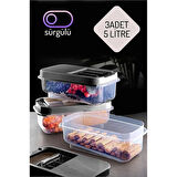 Modacar Erzak Bakliyat Saklama Kabı 3 lü Set 5 Lt Antrasit