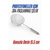 Modacar Derin Kevgir Havuzlu Süzgeç 304 Paslanmaz Çelik 15.5 cm