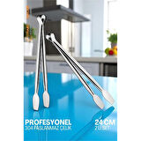 Modacar Mutfak Maşası - Mangal Barbekü Maşası - Izgara Maşası Tava Maşası Çelik  24 Cm