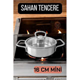 ModaCar Kapaklı Sahan Tencere 16 cm Mini Paslanmaz Çelik