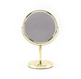 Sonx Altın Renk 360° Döner Ayaklı Masa Üstü Makyaj Aynası - Çift Taraflı ve Şık Tasarım