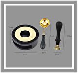 Davetiye Mum Mühürü Uygulama Seti Siyah Renk 310 Botanik Desen