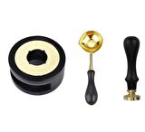 Davetiye Mum Mühürü Uygulama Seti Siyah Renk 310 Botanik Desen