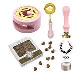 Davetiye Mum Mühürü Uygulama Seti Pembe Renk 455 Çelenk