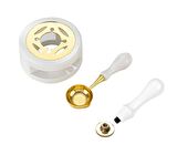 Davetiye Mum Mühürü Uygulama Seti Beyaz Renk K3G Kalp 3 Gül