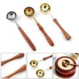 Ahşap Sap Mum Mühürü Eritme Kaşığı Paslanmaz Çelik Gümüş