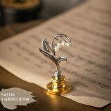 Mum Mühür Damga Kolu Premium Metal Çan Orkidesi Gümüş