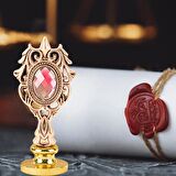 Kraliyet Pembe Taşlı Döküm Metal Mum Mühürü Sapı Rose Gold 