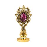 Kraliyet Bordo Taşlı Döküm Metal Mum Mühürü Sapı Antik Gold 