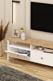 Remy Tv Ünitesi 180 Alt Modül Ahşap Kulplu SepetBeyaz
